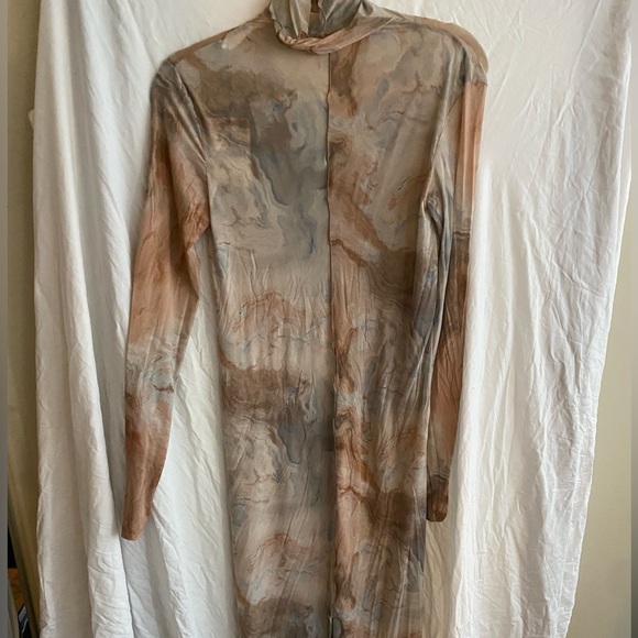 ZARA - delicate, marble sheer dress 90s inspired mock neck dress - Picture 2 of 4